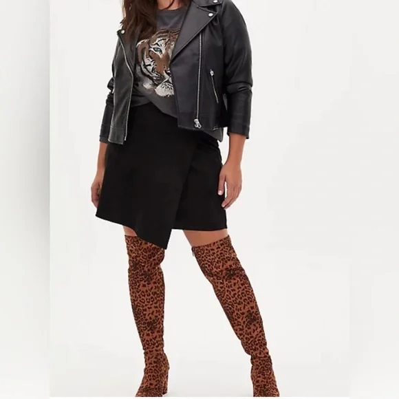 ๐ NEW IN BOX TORRID Sz 11 WIDE WIDTH LEOPARD FAUX SUEDE OVER THE KNEE BOOTS - Picture 4 of 10